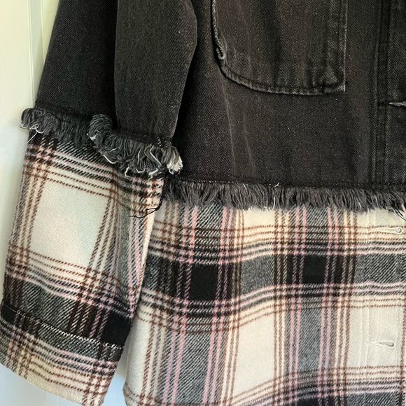 SO Denim & Plaid Mixed Media Jacket - Oversized Size S - NWT - Picture 3 of 7